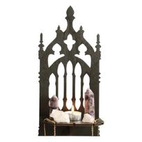 Black Gothic Throne Shape Wall Shelf Solid Wood Hollowout Wall Mounted Display Rack With Multipurpose Use Home Decors 1