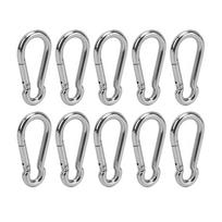 10Pcs Carabiner Clip Spring Snap Hook Stainless Steel Safety Buckle Lock for Hiking 9mm / 0.35in