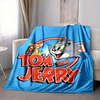 1pc Tom Jerry Flannel Throw Blanket Lightweight Soft Warm All Season Blanket for Sofa, Bed, Travel,L1028109 80x120cm