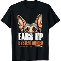 German Shepherd Dog Breed Ears Up System Armed T-Shirt S juoda
