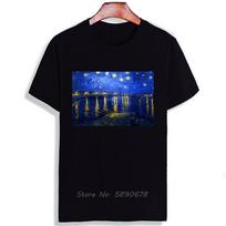 Fashion Short Sleeve T Shirt Van Gogh Starry Night Classic Art Printed Men Top Tees Casual O Neck TShirt Unisex TShirt S blue