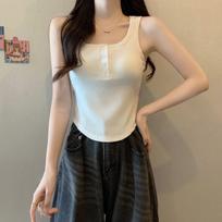 Women's Square Neck Buttoned Vest with Chest Pads, Backless Camisole, Slim-Fit Bandeau, Anti-Exposure One Size
