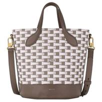 Bally Pennant Logo Geometric Pattern Leather Shoulder Tote Bag Women Handbags Brown 6307435 Basic Set (Bag+Dust Bag)