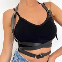 Women Fashion Harness Belt Leather Lingerie Harness Corset Suspenders For Women Gothic Fetish Clothing Harness Women Accessories brown