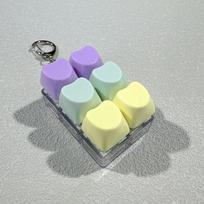 New Creative DIY Assembly 6 Keys Keycaps Keychain Click Button with Light Fidget Keychain Stress Relief Heart Shape Decompression Adult