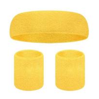 1 Set Sports Sweat Bands Sweat-absorbing Breathable for Women Men Three-piece Set Head & Wrist geltona