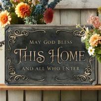 DORA Tin Sign Religious Vintage Tin Sign May God Bless This Home x Inches Rustic Farmhouse Wall Decor Blessed Home Metal Sign for Kitch 20x30cm（7.8x11.8inch）