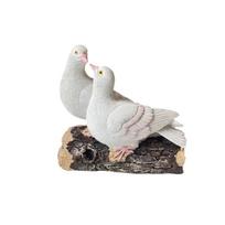 Decorative Resin Pigeon Figurine Set on Simulated Wood Base Realistic Bird Sculpture Indoor Outdoor Display