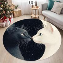 Cute Embracing Double Cat Pattern Round Area Rug Warm Lovely Style Non-Slip Floor Carpet for Living Rooms Home Decor Areas Diameter 60cm