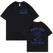 Fun T-shirts From Pizza Time All Day Long Men's and Women's Retro T-shirts Pure Cotton Printed Loose T-shirts S