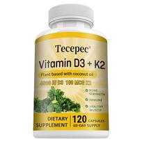Vitamin D3 100 Mcg + Vitamin K2 100 Mcg Dietary Supplement, 120 Capsules Per Bottle 120 Capsules