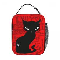 E-Emily The Strange Cat Poster Insulated Lunch Bags Portable Meal Container Cooler Bag Tote Lunch Box Office Travel Food Bag One Size