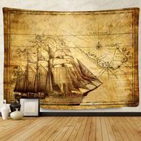 Tapestry F Merry Soul Pirate Treasure Map Sailing 100X70CM