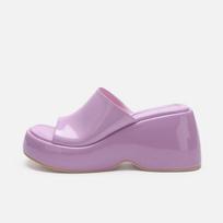 Fashion Women's Square Toe Open Toe Shoes Wedge Heel Denim Cross Strap Slippers Retro Fashion Design Square High Heels Sandals 35 violetinė
