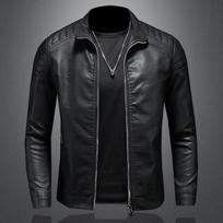 Stand Collar Leather Jacket Men Trendy Jacket Coat Spring Autumn New Leather Jacket Slim Fit Korean Version Stylish Coat Shirt M