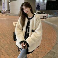Xiaoxiangfeng Jacket Women's Winter New Lamb Wool Thickened Design Western Style Age-reducing Top S