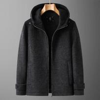 Dibenze Men's Plus Size Hooded Wool Blend Jacket 5XL