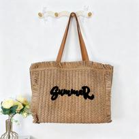 2025 French-Style Woven Straw Beach Tote: Large-Capacity Summer Shoulder Bag for Women