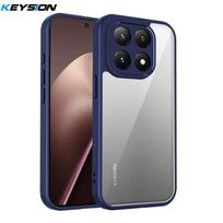 KEYSION Transparent Phone Case for Xiaomi 15T 15T Pro 5G Soft Silicone+PC Clear Shockproof Phone Back Cover for Xiaomi 15T Pro for Xiaomi 15T mėlyna