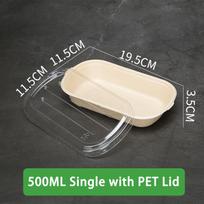 10/50Pcs Oval Sugarcane Bagasse Boxes Eco-Friendly Biodegradable Food Containers W/Pet Lid 500ml single10PCS gray