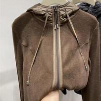 Coats for Women Winter Jacket Hooded Thickened Velvet Zipper Loose Casual Coat Top M