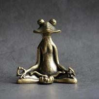 Vintage Brass Meditation Zen Buddhist Frog Statue Trinket Copper Animal Sculpture Innse Burner Home Desk Decoration Tea Pet