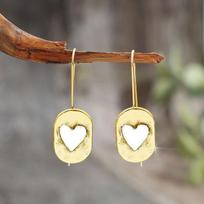 Vintage Gold Color Metal Carving Heart Earrings Geometry Oval Long Dangle Earrings for Women Jewelry auksas