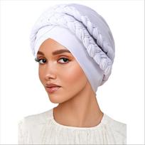 Braid Muslim Turban Cap Solid Color Women Hijabs Islamic Cap Head Wrap