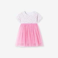 Toddler Tutu Dress for Girls Tulle Dresses Ruffle Tiered Swing Twirly Summer Sundress Short Sleeves Casual Party Tulle Sundress for Kids 2Y(90cm)