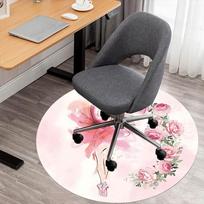 1pc Ballerina Flowers Round Chair mat Area Rug - Non-Slip, Floor Mat for Office, Bedroom, and Indoor Decor c1125059 80cm by 80cm