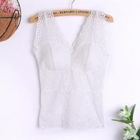 Sexy lace beauty back, sling vest, women's chest pad, slim fit inside, medium and long hollow thin backing underwear summer m code [recommended 40-52.5kg]