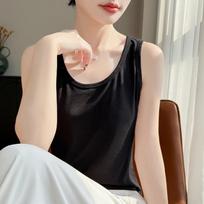 Women's Backless Wide Shoulder Sleeveless Camisole Vest, Thin Lyocell Tencel Slimming Base Layer for Inner or Outer Wear. Extra Large