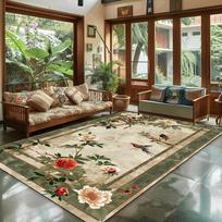 Chinese Retro Flower Carpets Large Rugs for Living Room Bedroom Sofa Chair Floor Mat Home Decoration 60x90cm