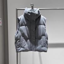 Women's Grey Cotton Sleeveless Stand Collar Vest Small