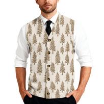 Men's Sleeveless Knit Button Down Shirt Vest Festive Patterned Design Holiday Themed Sleeveless Knitwear Button Front Shirt Vest XXXXL