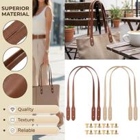 4Pcs Tote Handles Bag Belt Strap Purse Making PU Leather Part with Accessories Replacement for