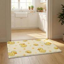 Cartoon Rubber Duck Floor Mat Flannel Door Mat Non-Slip Bedroom Living Room Home Decor 40x60cm beige