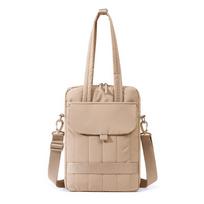 Minimalist Quilted Tote Bag with Front Flap and Adjustable Strap Stylish Everyday Shoulder Bag chaki