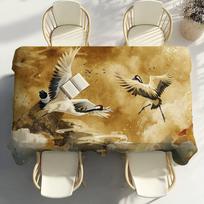Japanese Cranes Table Cloth Party Decor Dining Room Home Kitchen Patios Waterproof Stain-Proof Table Cloth 100x140cm