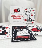 Juoda balta raudona kontrastinės kortelės (3-6 mėn.)
