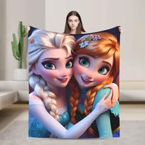 Kawaii Queen Frozen Princess Elsa  Blanket Fleece Summer  Multi-function Lightweight Thin Throw Blankets for Bed Couch Bedspread 30x40in blue