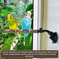 Window Perch For Birds 2 Pieces Adjustable Portable Mount Wooden Stand Travel Perch Stand With Suction Cup For Balcony Apartment CHINA