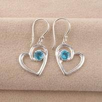 Natural Swiss Blue Topaz Gemstone 925 Sterling Silver Women Jewelry Hook Earrings1.5  For Gift CE-21-12