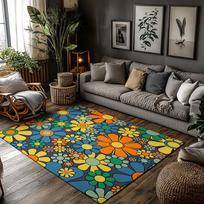 Floral Area Rug Vintage Persian Style Non-Slip Floor Mat Living Room Bedroom Decor Bohemian Carpet Washable Home Decor Gift 50cm x 80cm