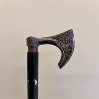 Handmade Viking Axe Walking Stick Brass Wood Medieval Cane LARP Cosplay Prop