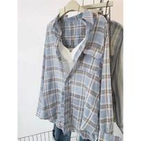 2025 Women's Lazy Style Summer Plaid Shirt - Casual Mid-Length Long-Sleeved Top with Sun Protection 2XL