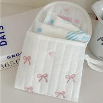 Sweet Bowknot Embroidered Clutch Mini Bowknot Storage Bag Portable Sanitary Pad Pouch  Women C