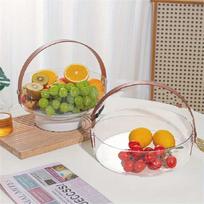 Transparent Portable Fruit Plate High-end Outdoor With Handle Ice Bucket Creative Fashion Living Room Home Compartment Snack Fruit Plate One Size