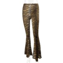 2025 Spring Trendy Women's High-Waisted Leopard Print Flare Pants - European & American Slim-Fit Casual Fashion. S tigro rašto spalva
