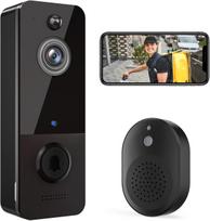Belaidė durų skambučio kamera su AI išmaniąja žmogaus aptikimo funkcija debesies saugykla, HD vaizdas realiuoju laiku, naktinis matymas, suderinamas su 2,4 G WiFi 2.4G Wi-Fi